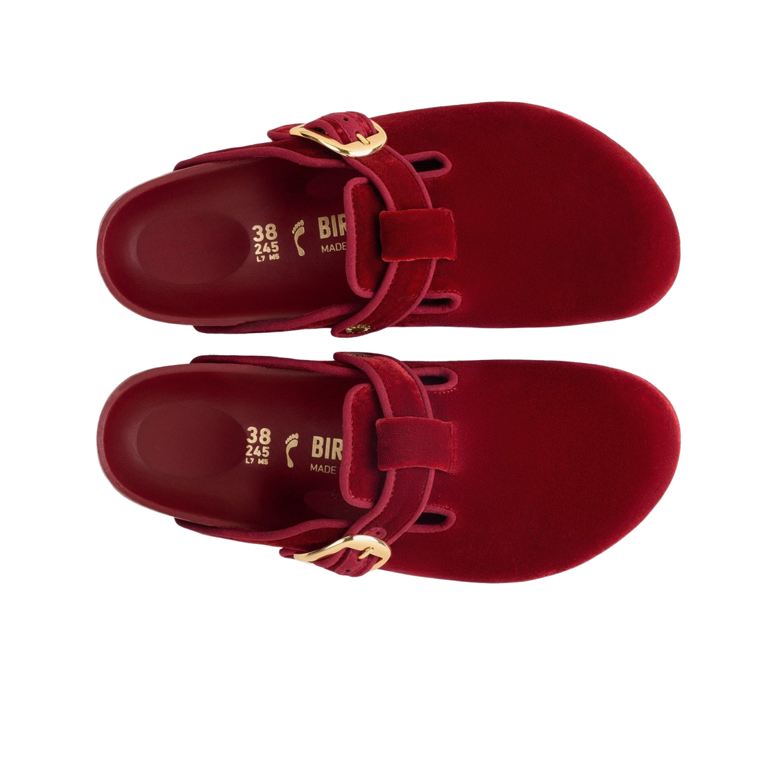 (W) 버켄스탁 보스턴 빅 버클 파이핑 리벳 로고 텍스타일 마스 레드 벨벳 - 내로우((W) Birkenstock Boston Big Buckle Piping Rivet Logo Textile Mars Red Velvet - Narrow) - 2
