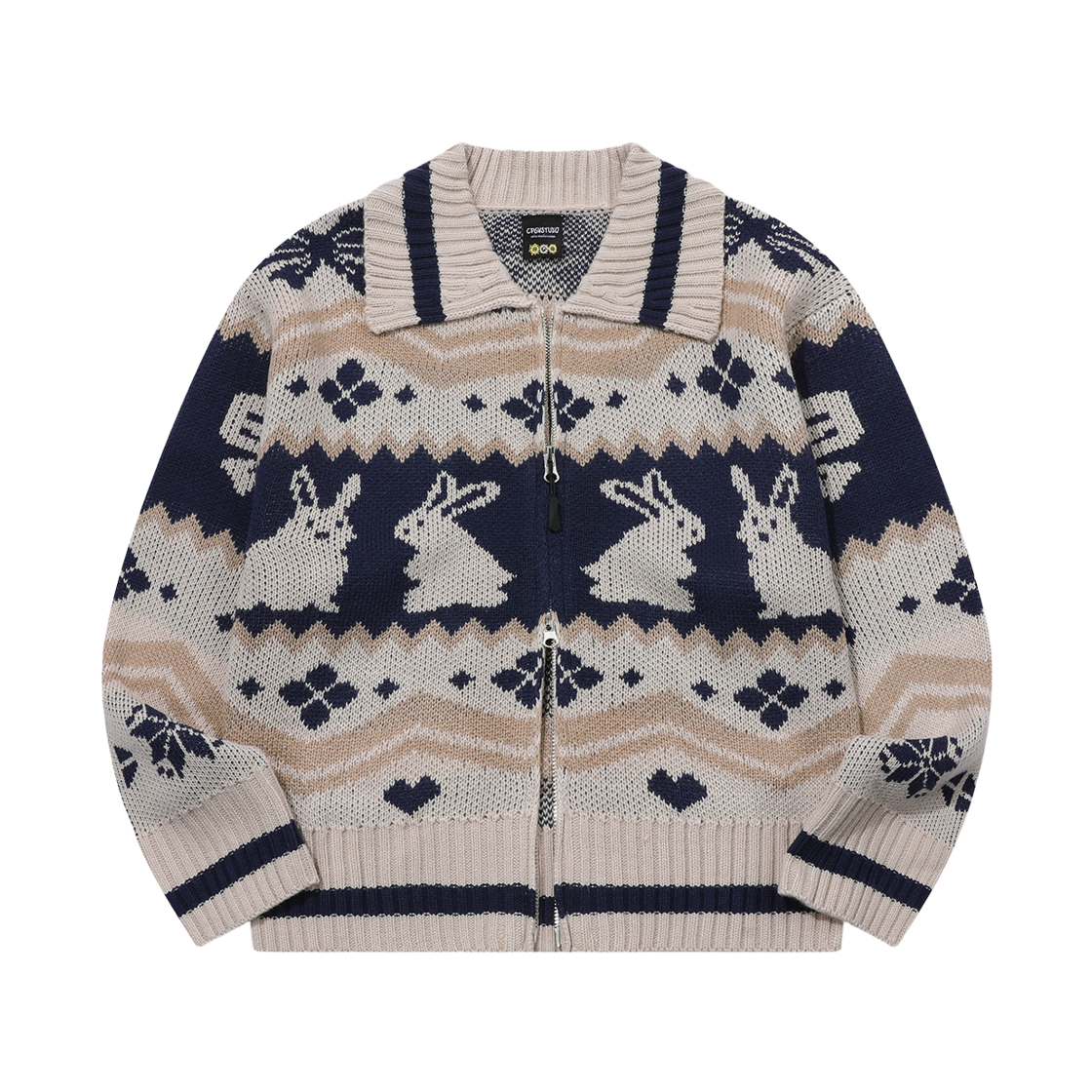 CP24D44 CPGN STUDIO [2-WAY] Bunny Crop Zip-up Knit Cream
