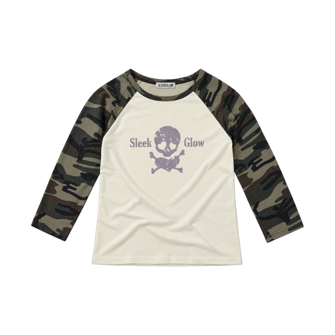 SGBF12LS008-1 SLEEKGLOW Vintage Skull Raglan T Shirt Lemon