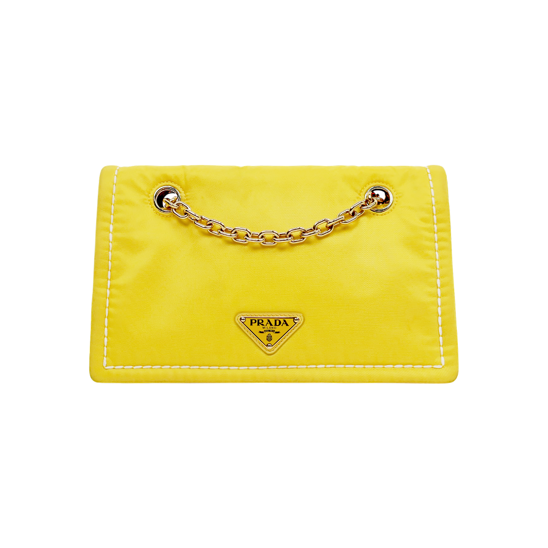 ITEMK8N7WUAT Prada Yellow Nylon Chain Shoulder Bag