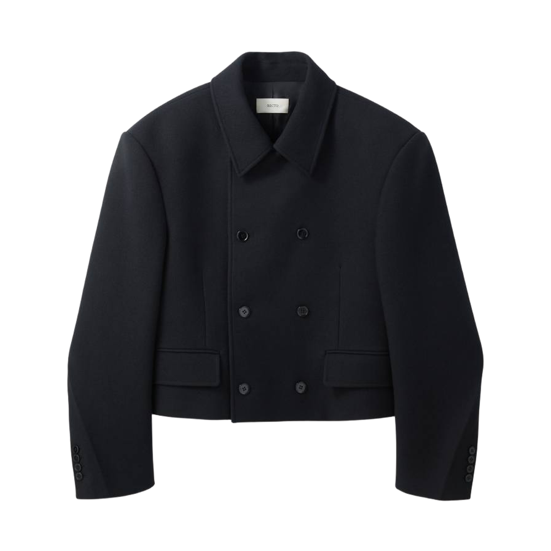 RM26WWCT002BK Recto Double Breasted Short Coat Black
