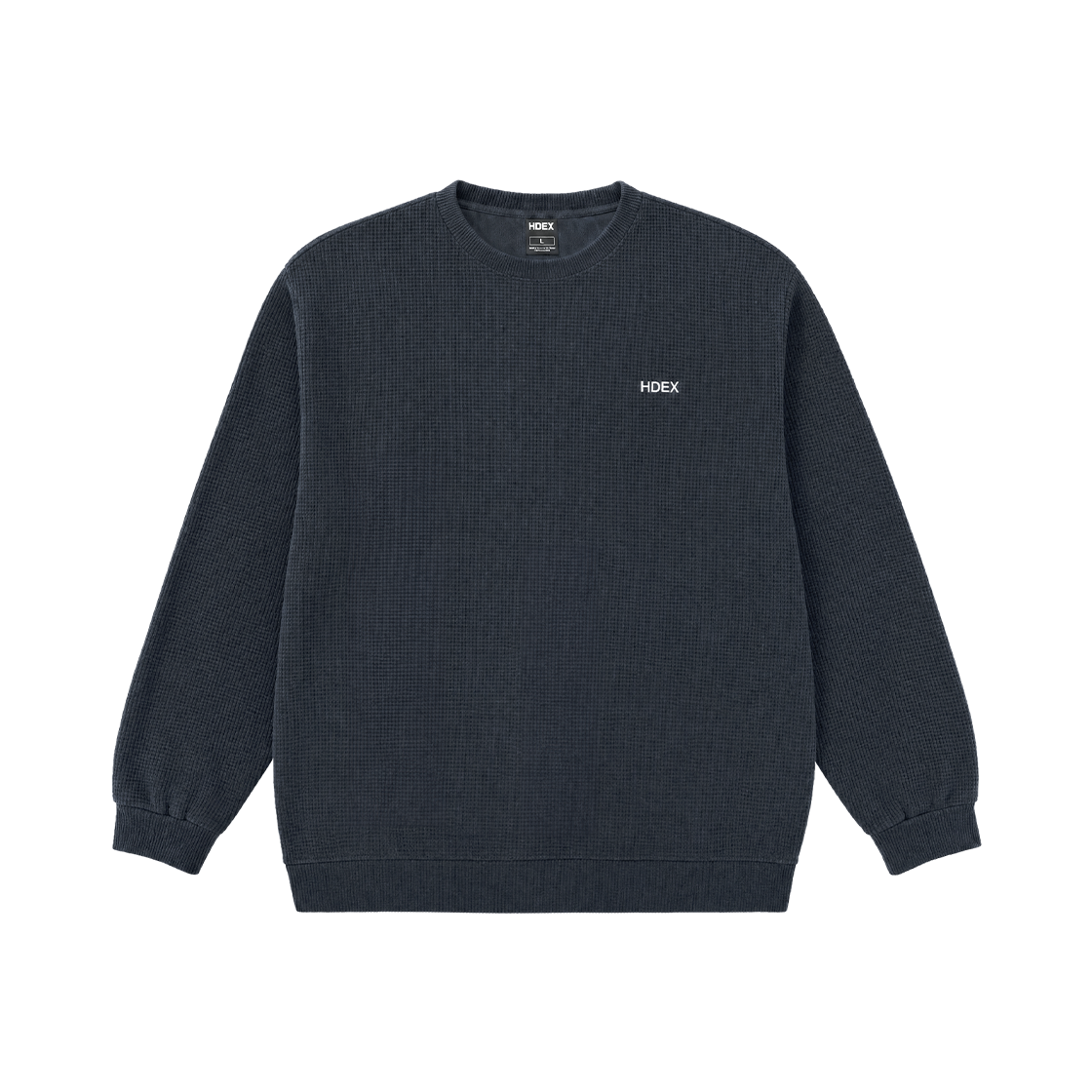 에이치덱스 소프트 벨로어 와플 크루넥 스톰 네이비(HDEX Soft Velour Waffle Crewneck Storm Navy)