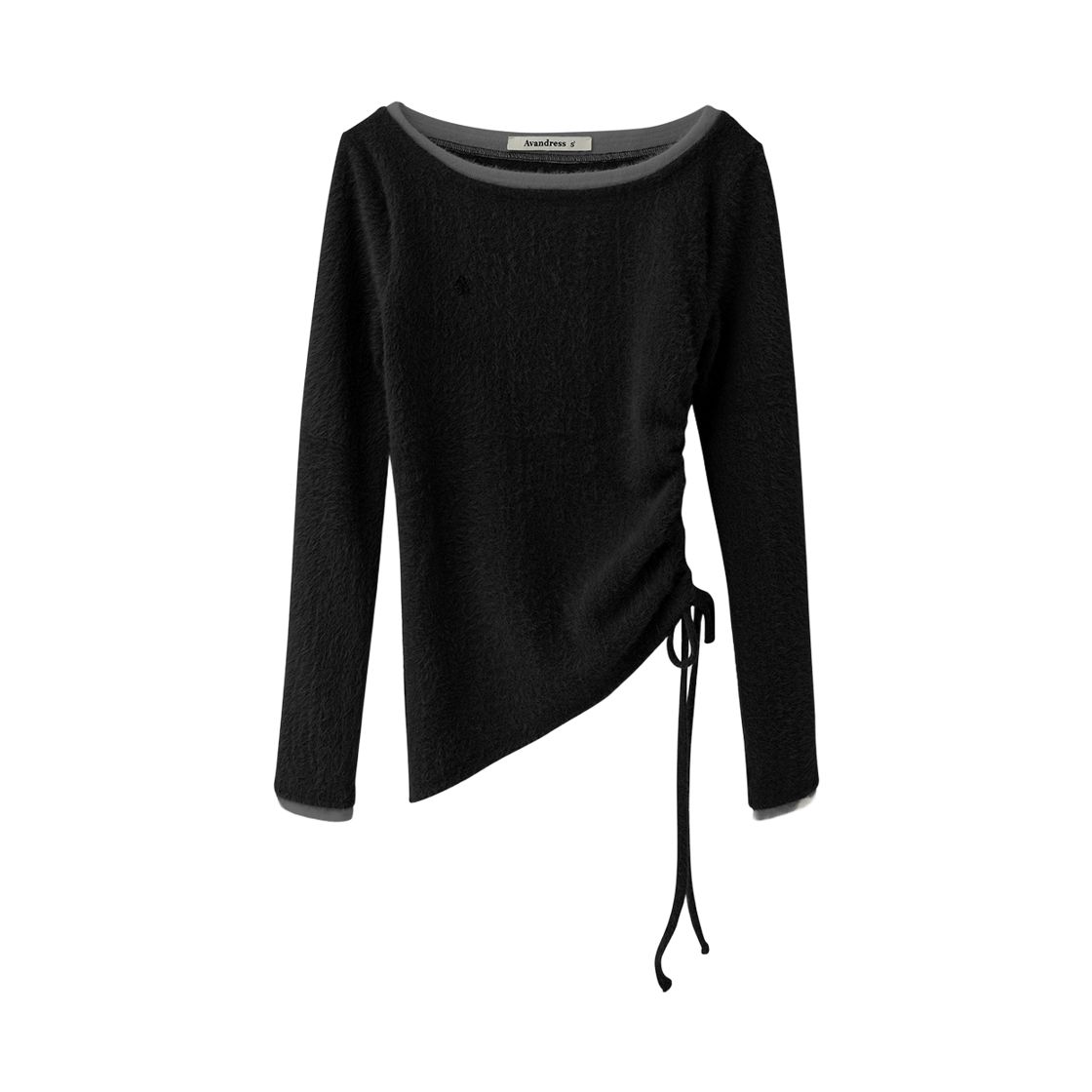 어반드레스 세넌 언밸런스 셔링 페이크 레이어드 티 블랙(AVANDRESS Seneon Unbalance Shirring Fake Layered Tee BLACK)