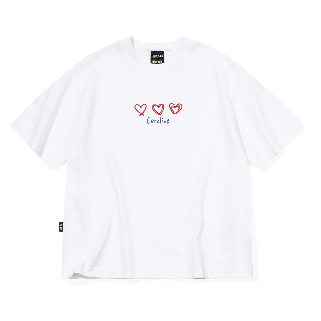 CP25SD24 CPGN STUDIO Caroline Chain Embroidery Crop T-Shirt White