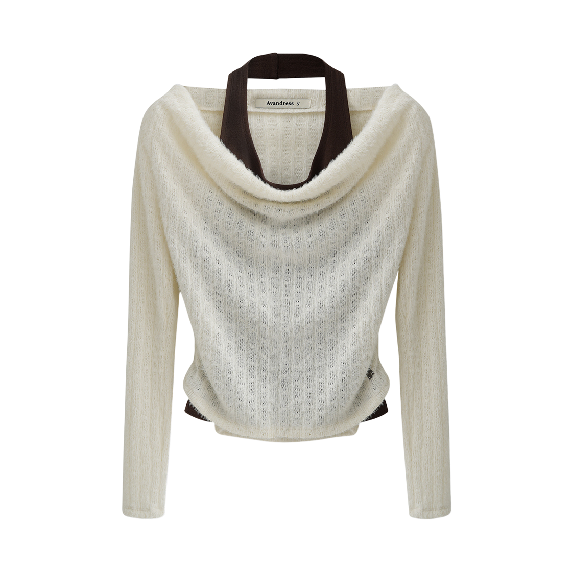 AD63TS05CR AVANDRESS IEL Drape Knit Halter Layered Tee CREAM