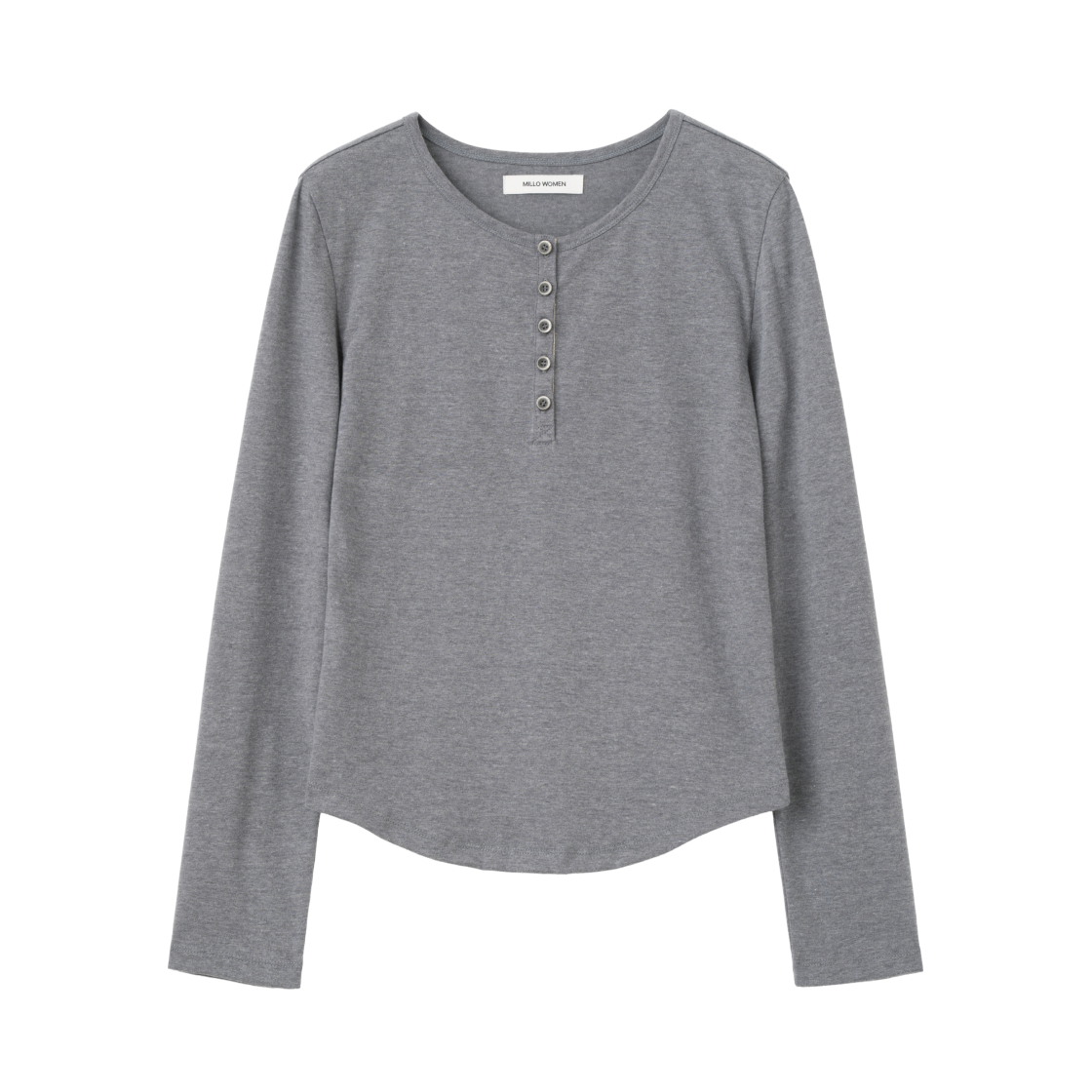 MW376MCH MILLO WOMEN Tape Henley Neck T-Shirt Melange Charcoal