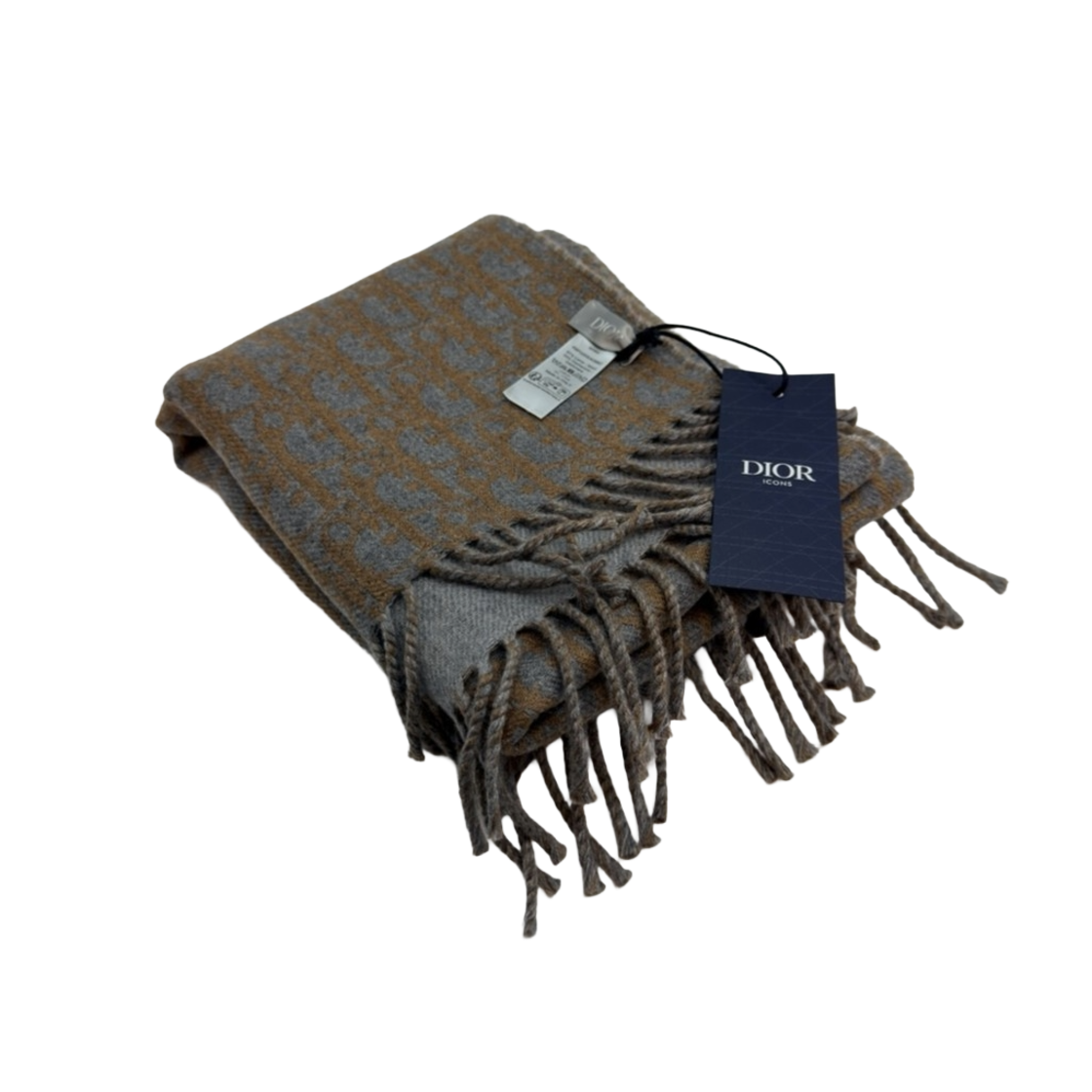 ITE4TMFSIRFP Dior Oblique Reversible Scarf Gray Brown