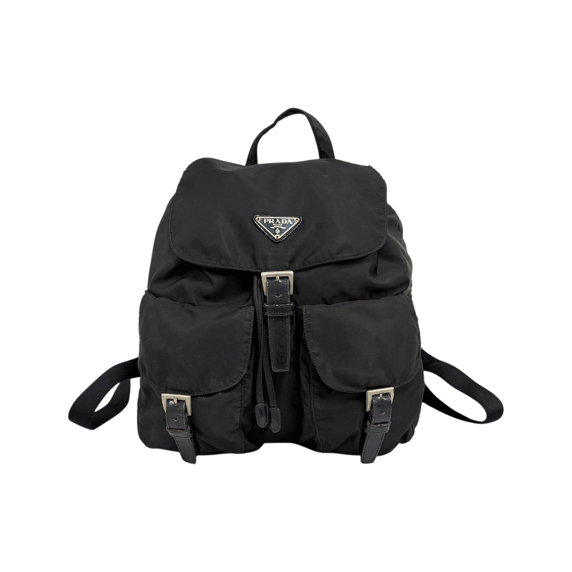 ITVDI9565KPO Prada Triangle Logo Nylon Backpack Black Medium