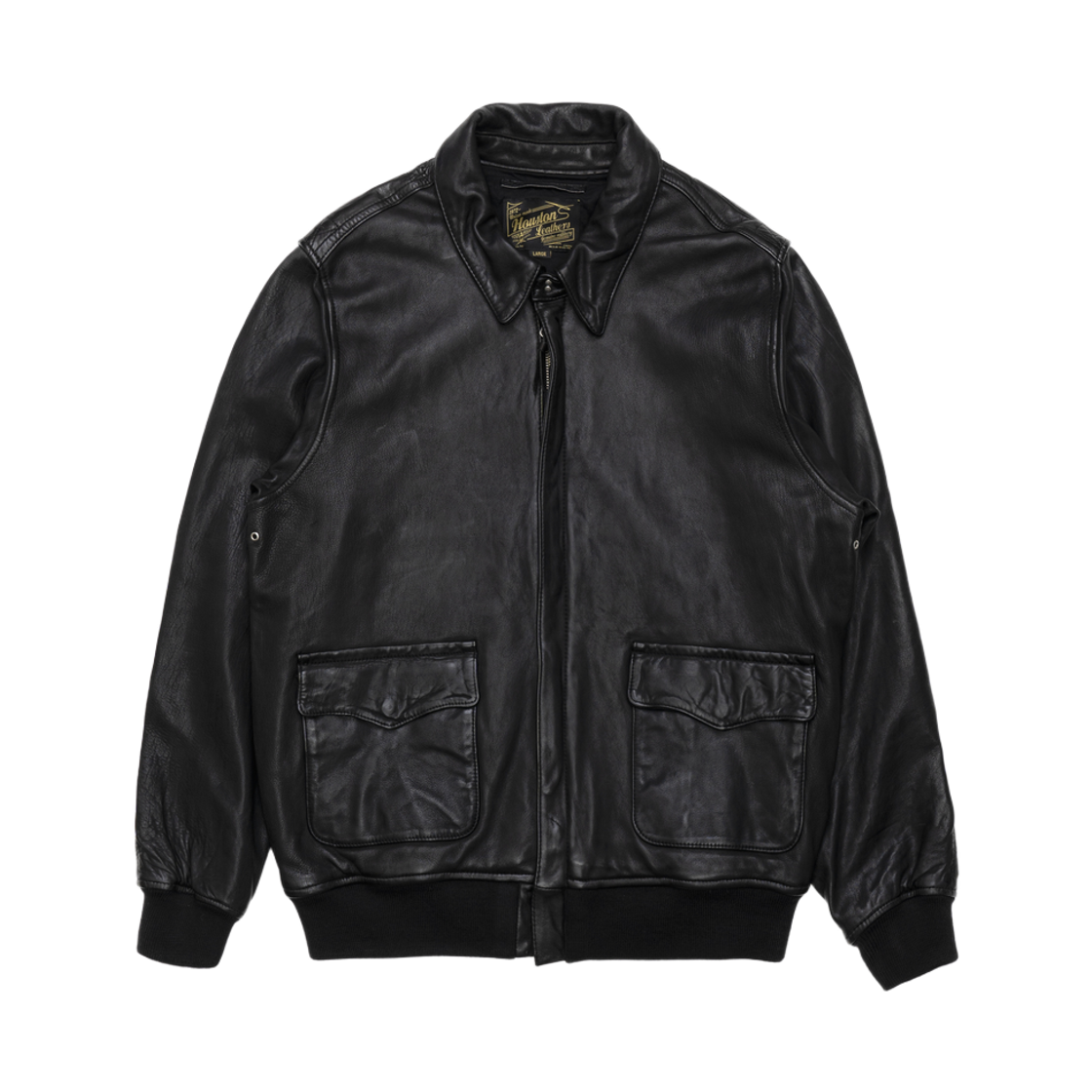 8244BK Houston Japan A-2 Sheep Leather Jacket Black 8244