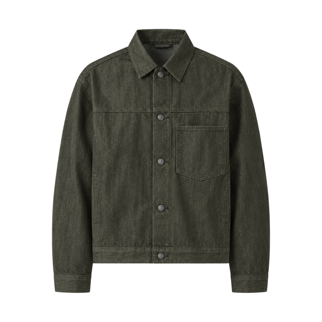 488726-57 Uniqlo Denim Trucker Jacket Olive