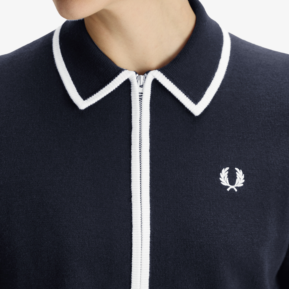 프레드페리 우먼즈 집 스루 니트 셔츠 네이비 화이트(Fred Perry Womens Zip-Through Knitted Shirt Navy White) - 5