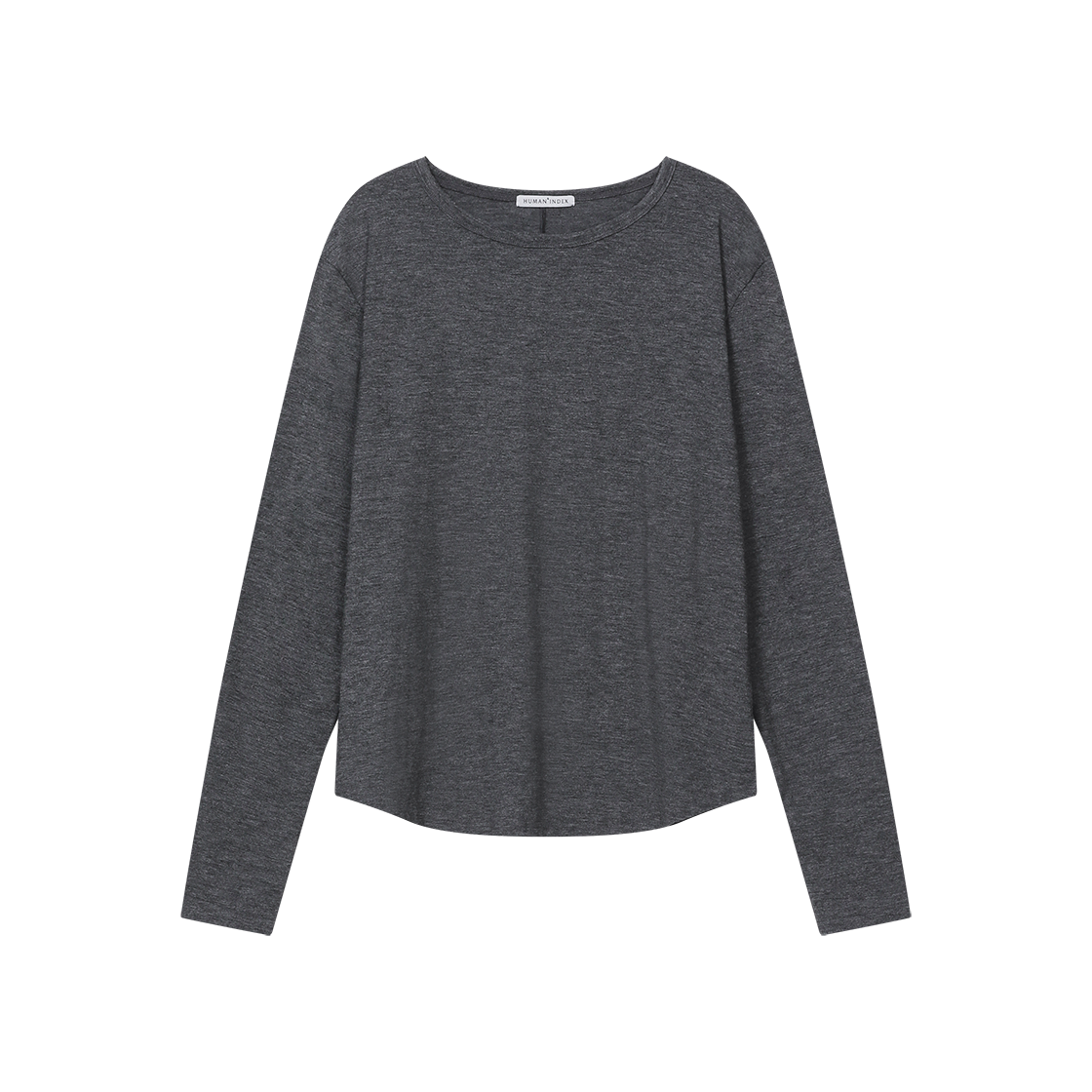 HM6LTS0011A1 Polyteru Human Index U Neck Soft Long Sleeves Charcoal