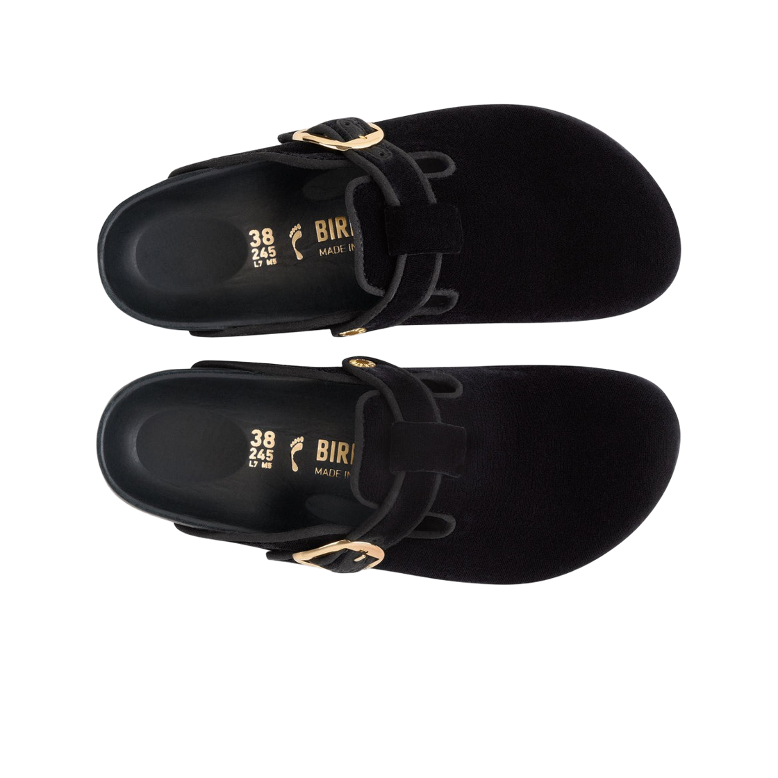(W) 버켄스탁 보스턴 빅 버클 벨벳 블랙 - 내로우((W) Birkenstock Boston Big Buckle Velvet Black - Narrow) - 2