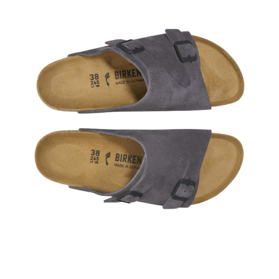 버켄스탁 취리히 스웨이드 레더 벨벳 그레이 - 레귤러(Birkenstock Zurich Suede Leather Velvet Gray - Regular) - 2