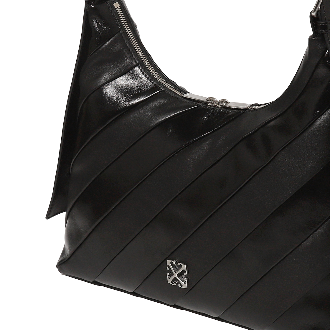 오프화이트 스트라이프 호보 백 (블랙)(Off-White Stripe Hobo Bag (Black)) - 4
