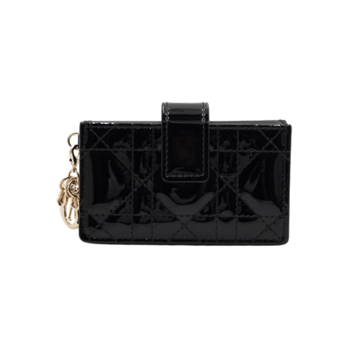 ITWK7TGNS96K Dior Black Patent Cannage Lady Dior Accordion Card Wallet
