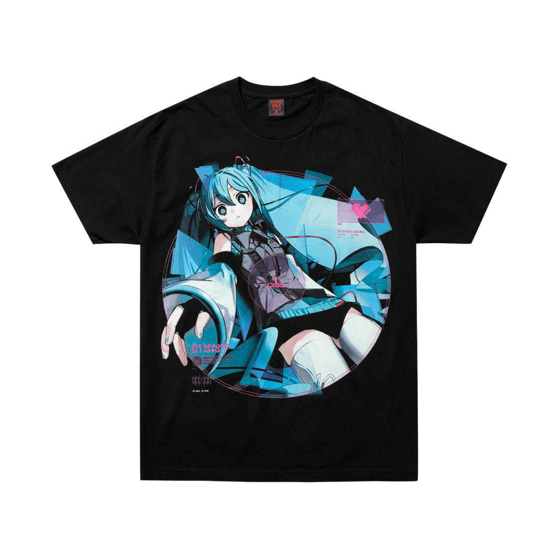 긱스 룰 x 하츠네 미쿠 아이오반 실크스크린 티셔츠 블랙(Geeks Rule x Hatsune Miku Aiobahn Silkscreen T-Shirt Black) - 1