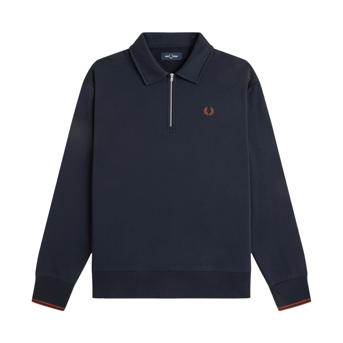 [KREAM 단독] 프레드페리 릴렉스드 하프 집 칼라 스웻셔츠 네이비 화이트([KREAM 단독] Fred Perry Relaxed Half Zip Collared Sweatshirt Navy White)