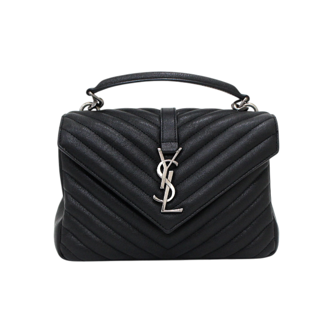 ITPIPDB6UQ7E Saint Laurent College Black Leather Medium Matelasse Shoulder Bag