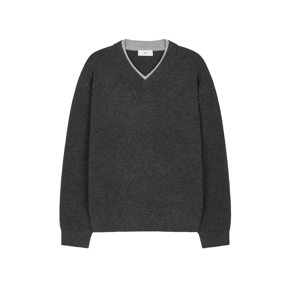 TNSW6F108G2 TNGT Layered V-Neck Knit Top Grey
