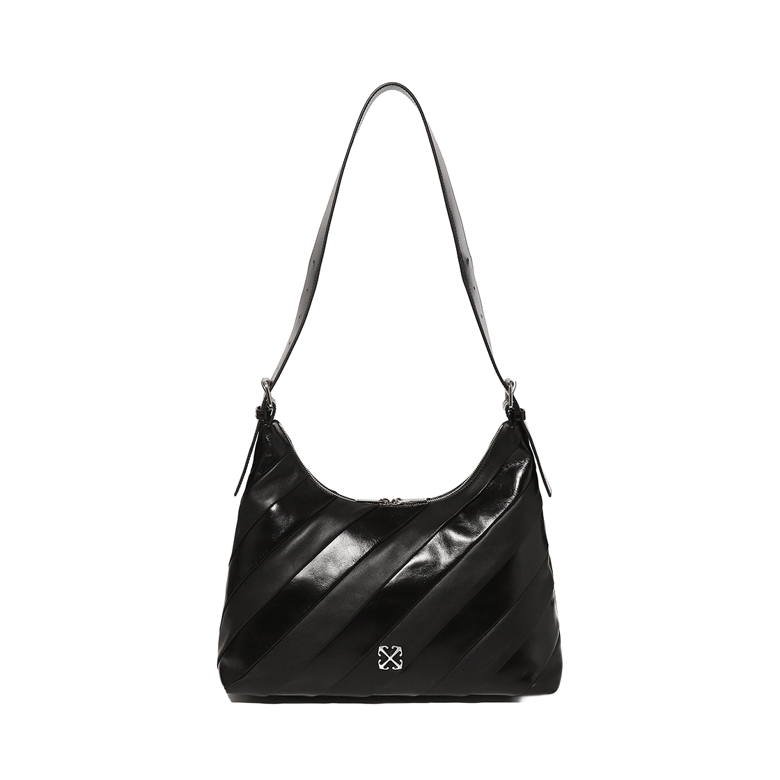 오프화이트 스트라이프 호보 백 (블랙)(Off-White Stripe Hobo Bag (Black)) - 2