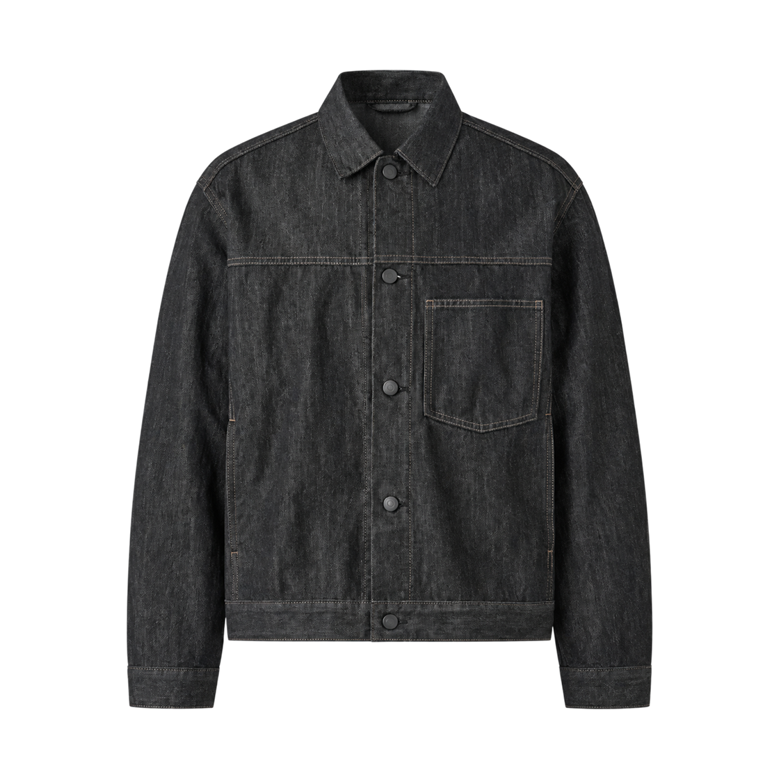488726-09 Uniqlo Denim Trucker Jacket Black