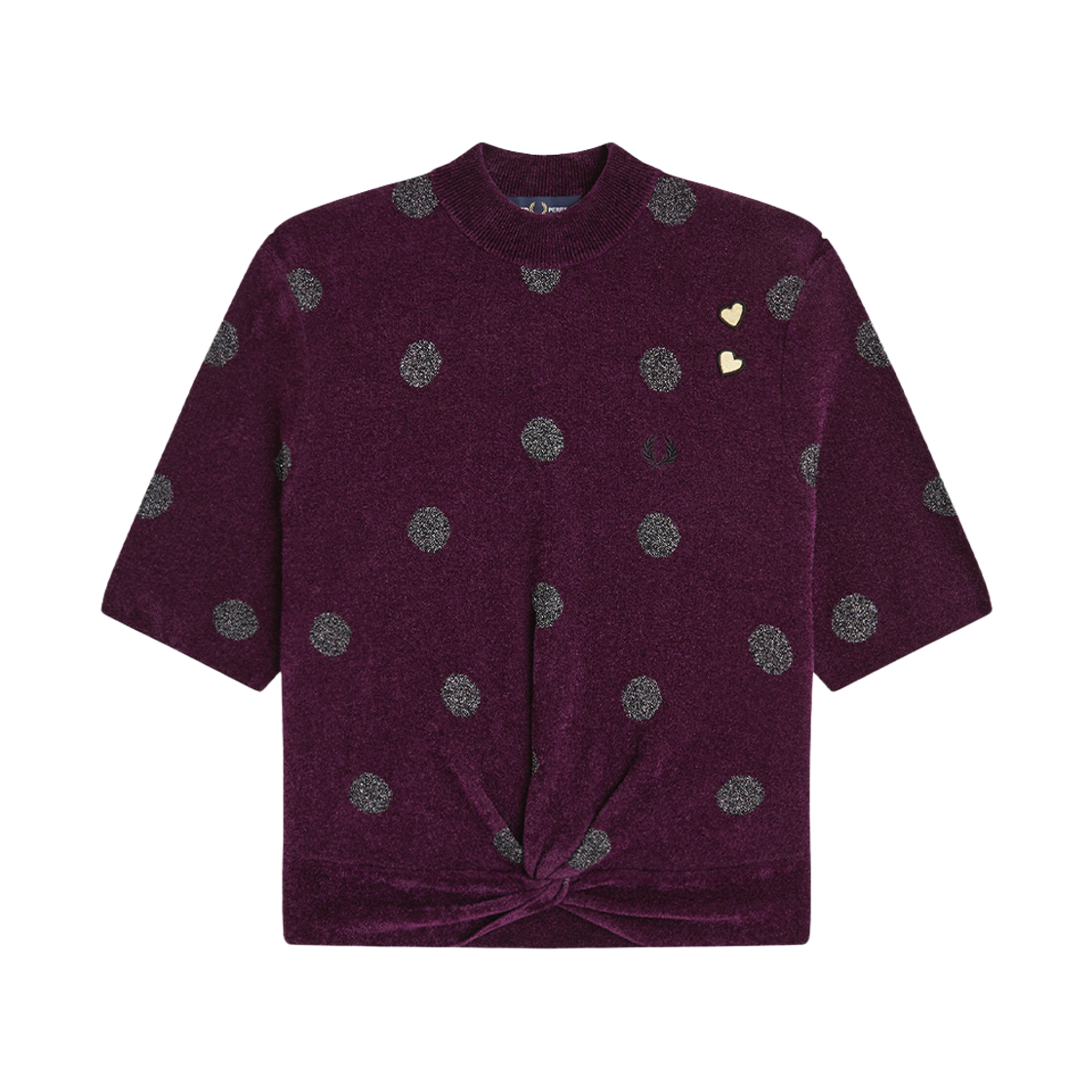 프레드페리 x 에이미와인하우스 릴렉스드 폴카 도트 니트 탑 플럼(Fred Perry x Amy Relaxed Polka Dot Knitted Top Plum)