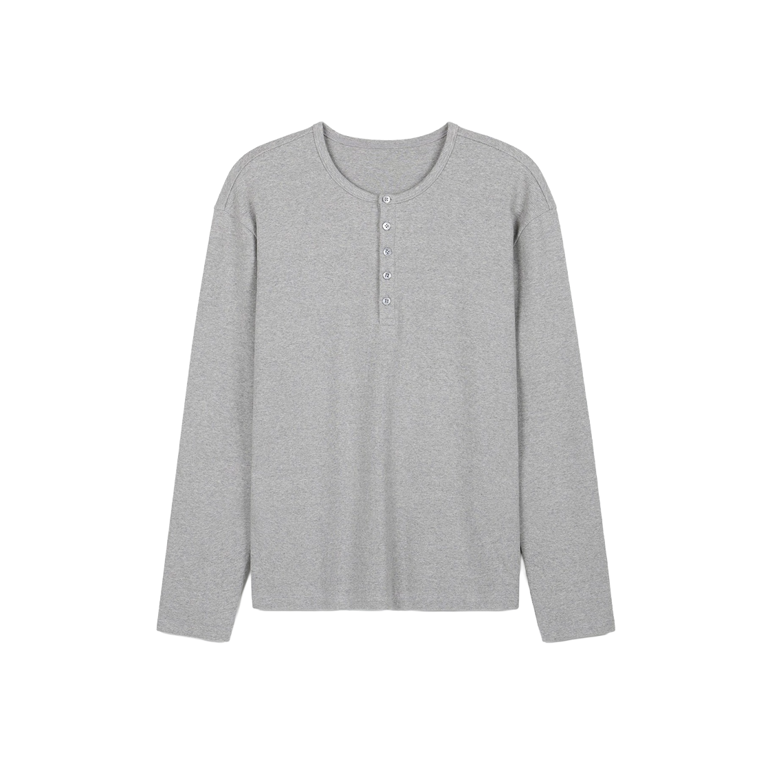 TNTS6F102G2 TNGT Ribbed Slim Fit Henley Neck Long Sleeve Melange Grey