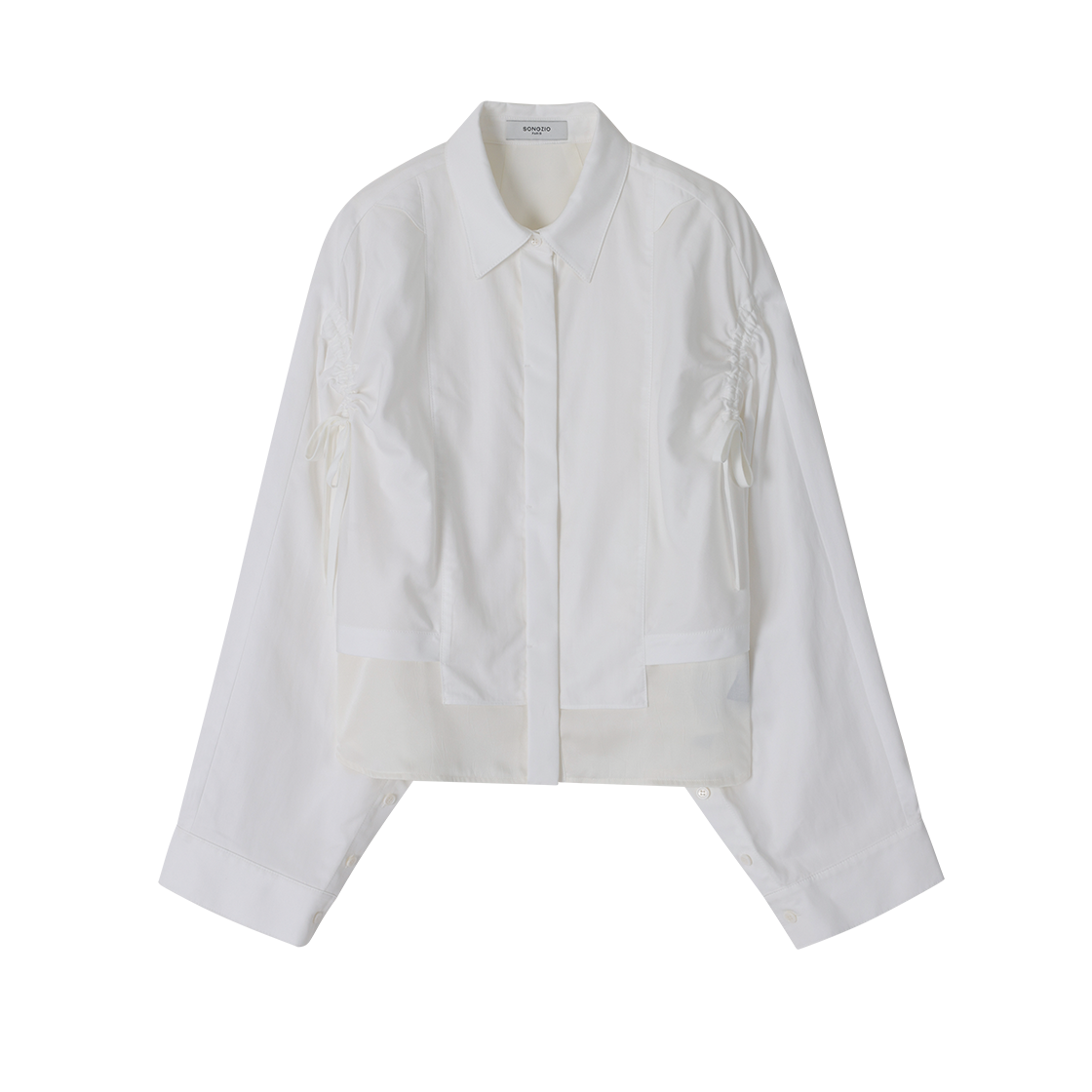 WI5SH501WH (W) SONGZIO Oriental Crop Tuxedo Shirt White