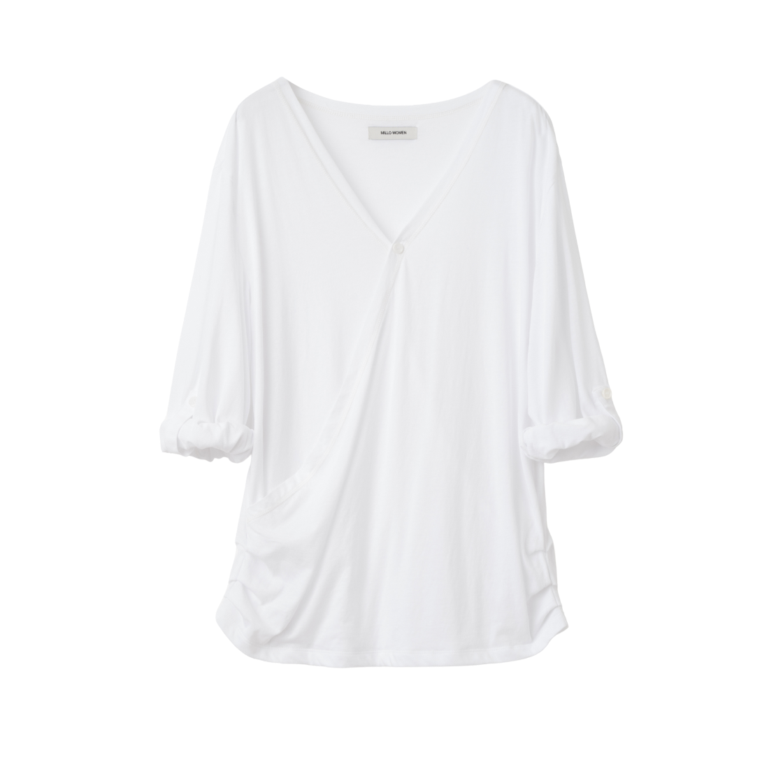 밀로 우먼 버튼 랩 티셔츠 화이트(MILLO WOMEN Button Wrap T-Shirt White) - 2