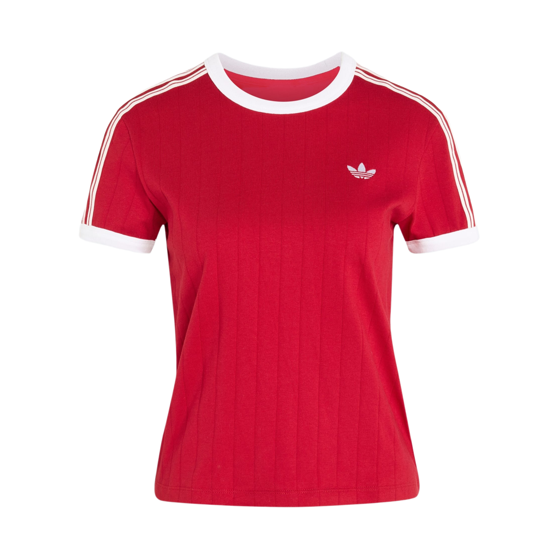 KS9993 (W) Adidas Originals Pinstripe Short Sleeve Slim T-Shirt Team Victory Red White - KR Sizing