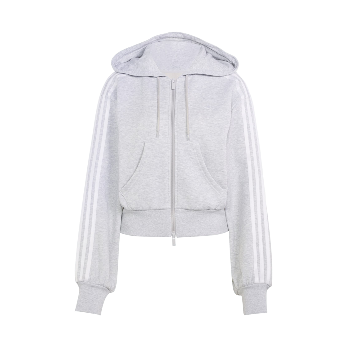 LC8125 (W) Adidas Originals Crop Zipper Hoodie Sweatshirt Light Grey Heather - KR Sizing