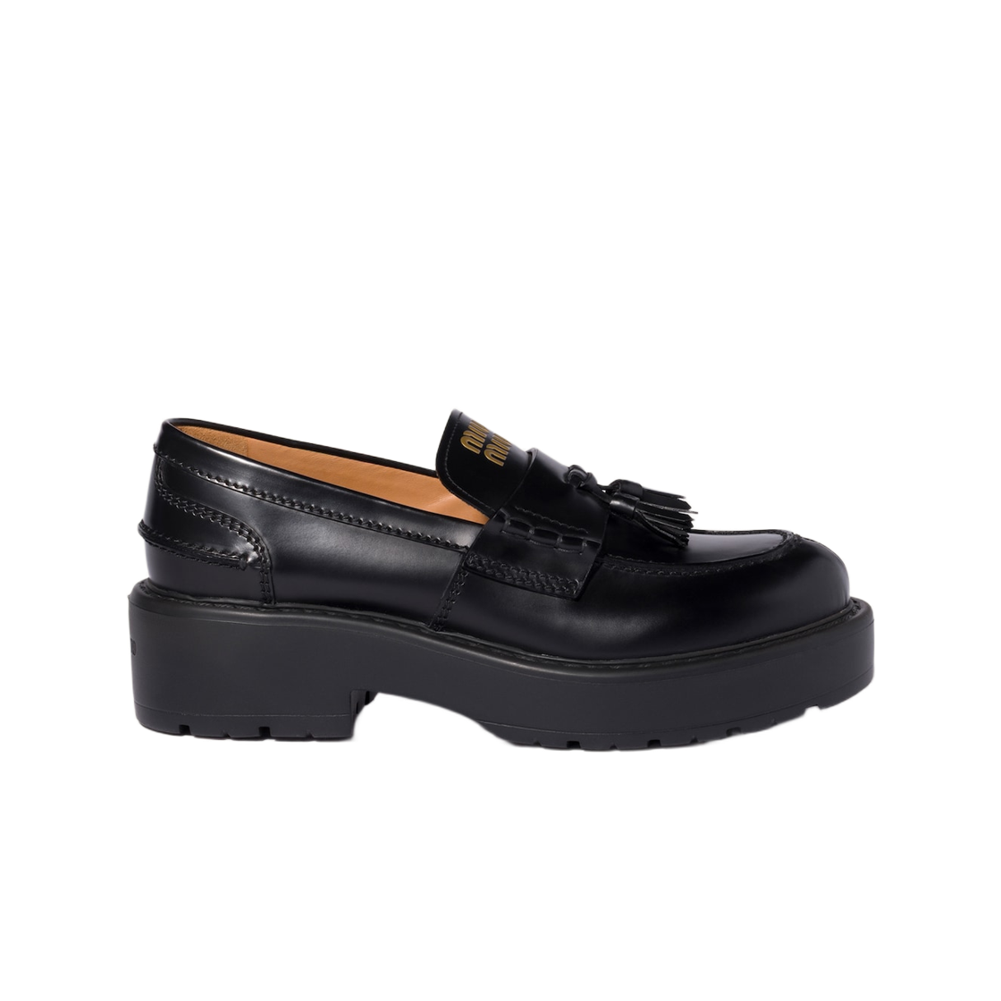 5D743E-B4L-F0002 (W) Miu Miu Brushed Leather Loafers Black