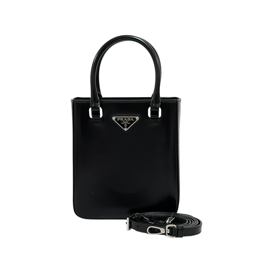 ITOLNWL7IUUD Prada Brushed Mini Tote Bag Black