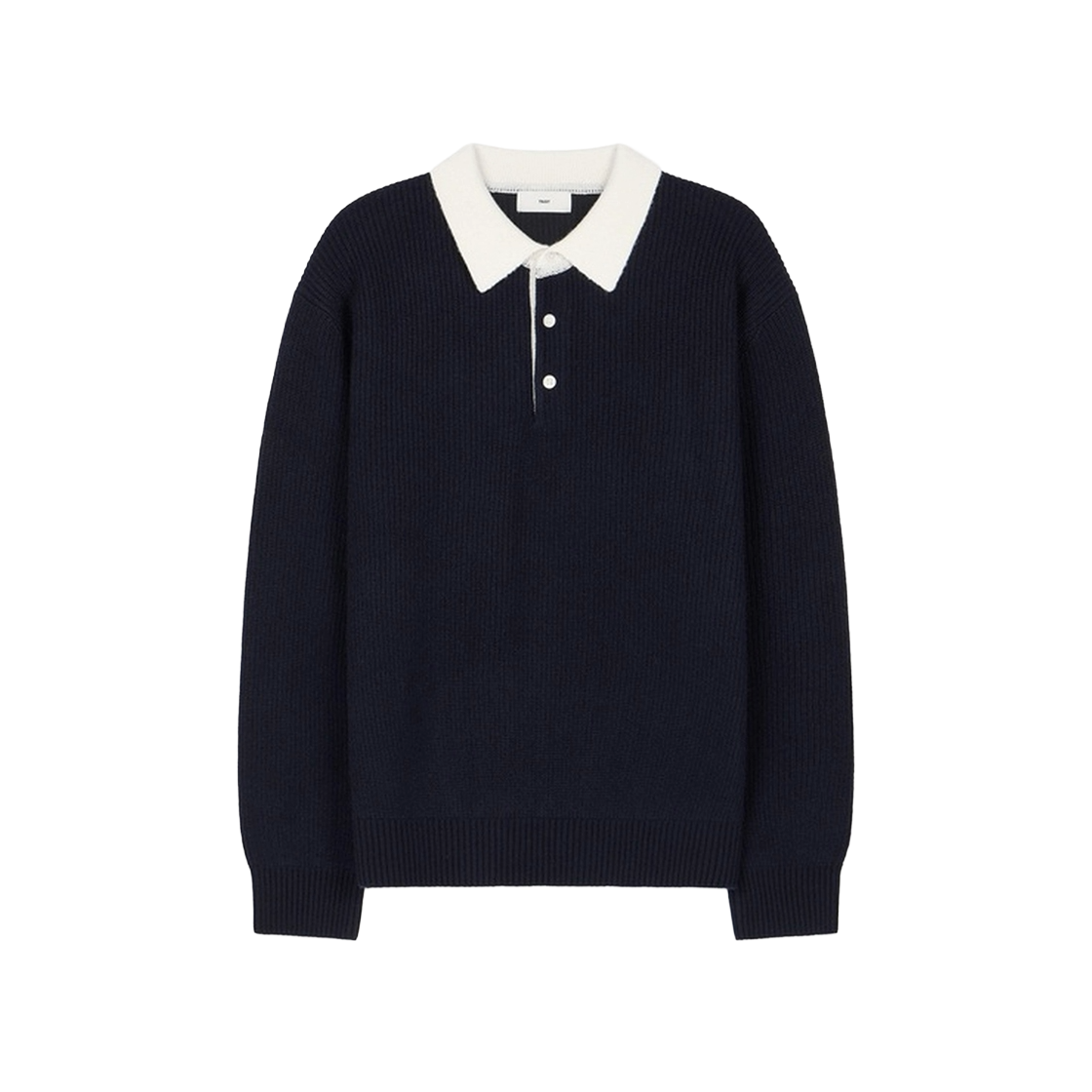 TNSW6F111BK TNGT Cashmere Blended Oversize Rugby Polo Knit Top Midnight Black