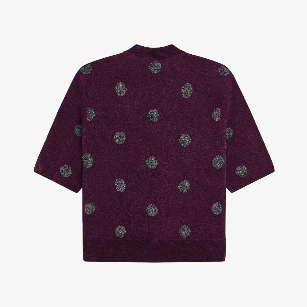 프레드페리 x 에이미와인하우스 릴렉스드 폴카 도트 니트 탑 플럼(Fred Perry x Amy Relaxed Polka Dot Knitted Top Plum) - 6
