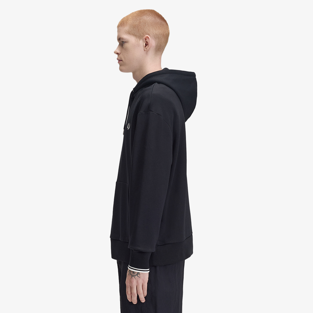 프레드페리 릴렉스드 팁드 후드 스웻셔츠 블랙(Fred Perry Relaxed Tipped Hooded Sweatshirt Black) - 3