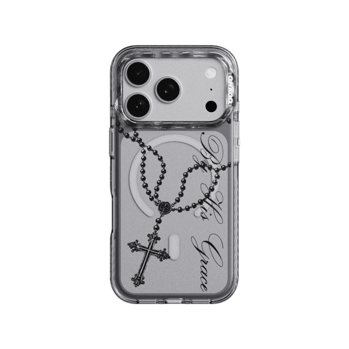 그래그 프레임 패턴 케이스 클리어 블랙 로저리 크로스(GRAGG MAGSAFE LAYERS FRAME CASE CLEAR BLACK - ROSARY CROSS) - 1