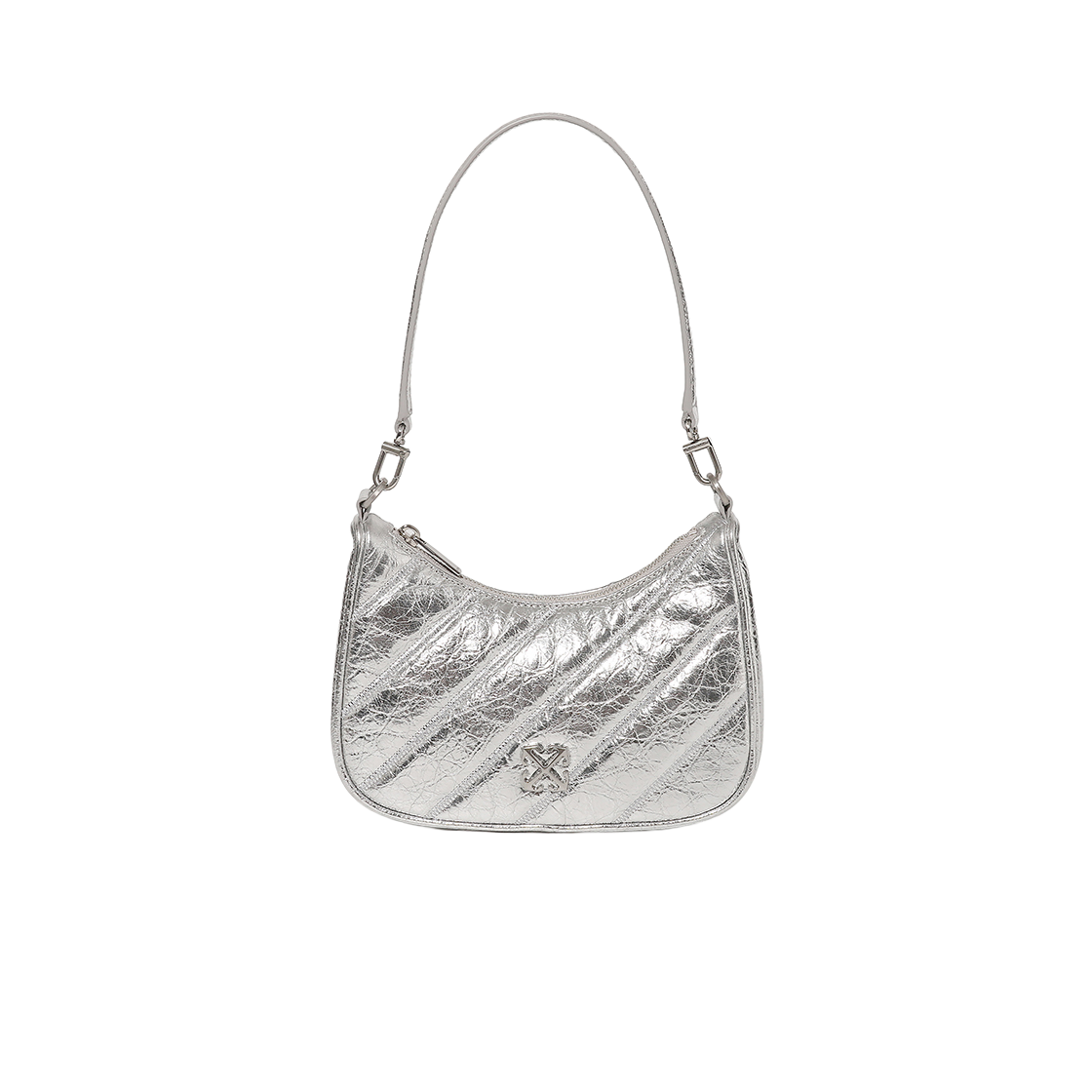 오프화이트 퀼티드 미니 크로스바디 백 (실버)(Off-White Quilted Mini Crossbody Bag (Silver))