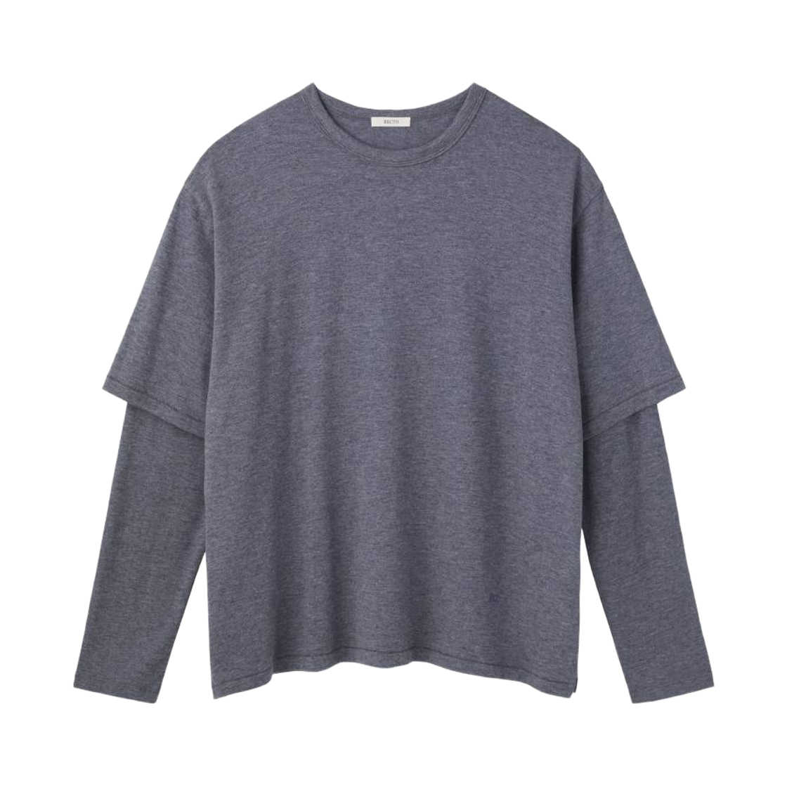 렉토 레이어드 슬리브 울 실크 탑 멜란지 그레이(Recto Layered Sleeves Wool Silk Top Melange Grey) - 1