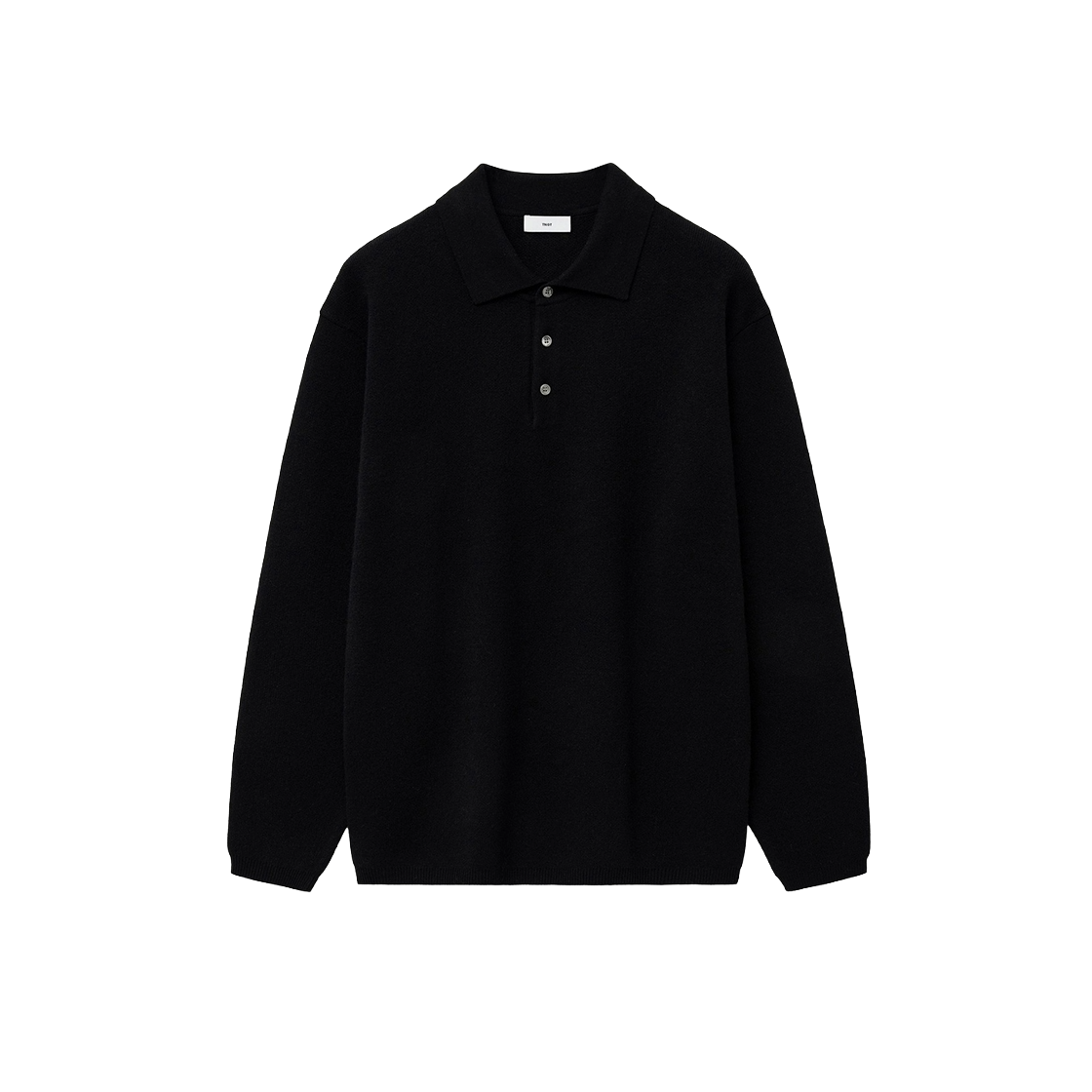 TNSW6F110BK TNGT Cashmere Blended Essential Polo Knit Top Black
