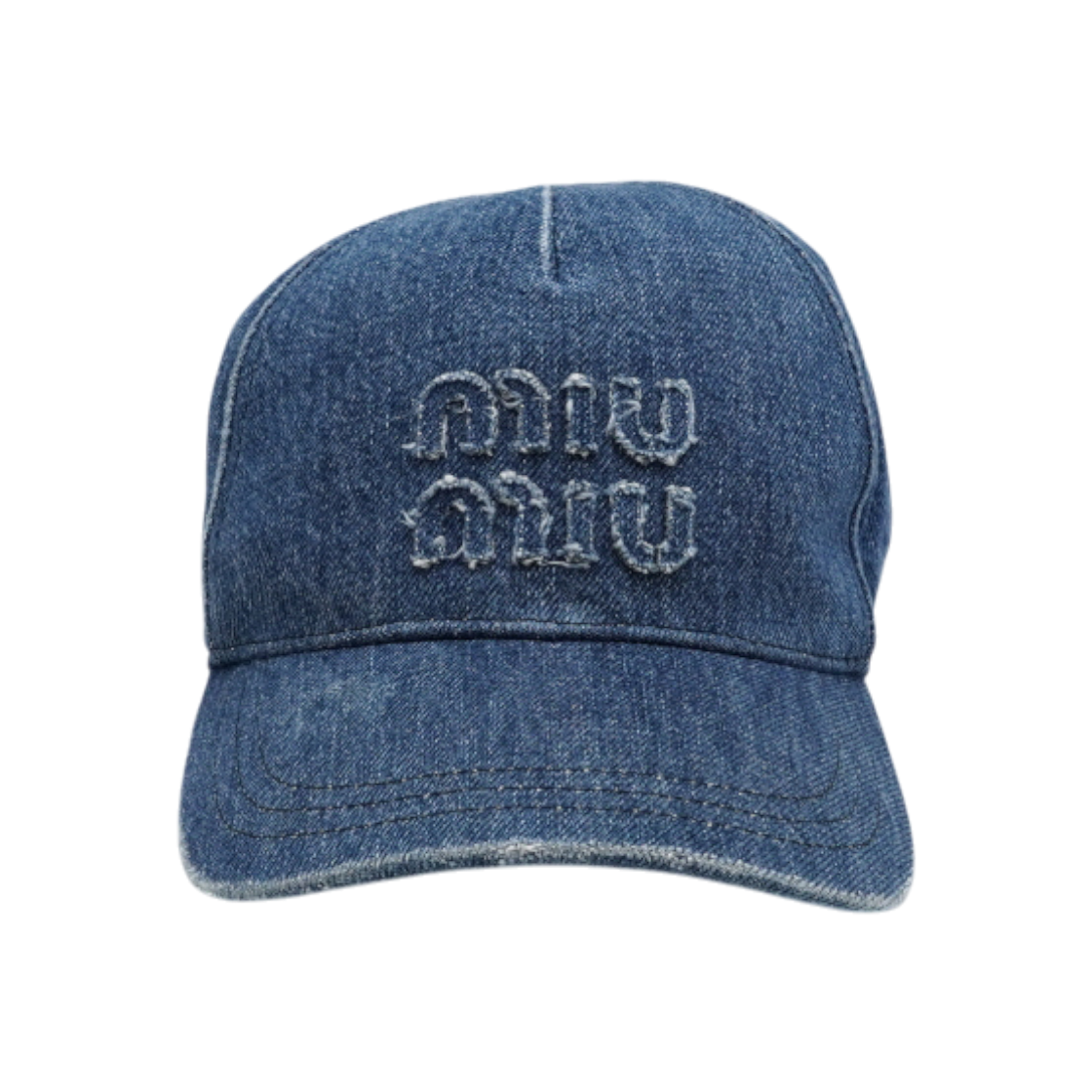 ITH7K4SDN5N6 Miu Miu Logo Denim Baseball Cap