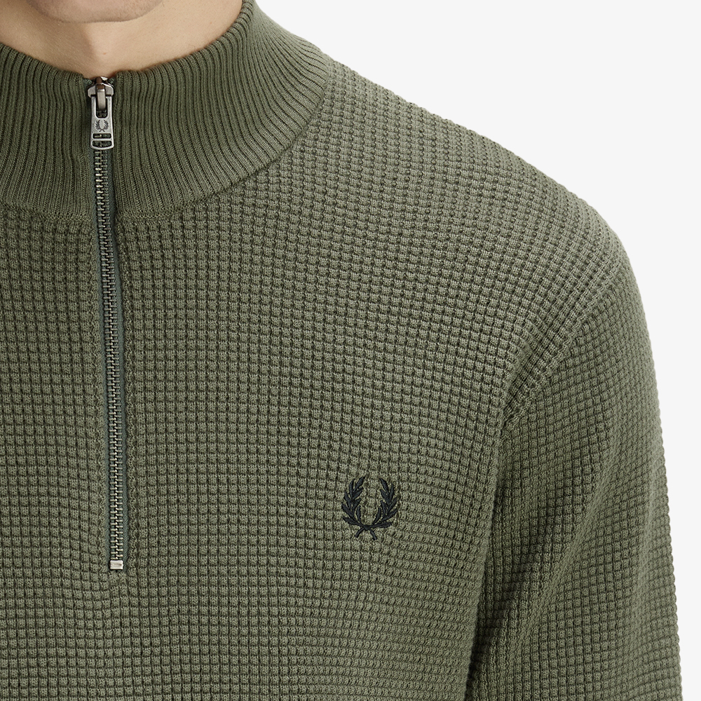 프레드페리 와플 스티치 하프집 니트 로렐리스그린(Fred Perry Waffle Stitch Half Zip Knit Laurel Wreath Green) - 5