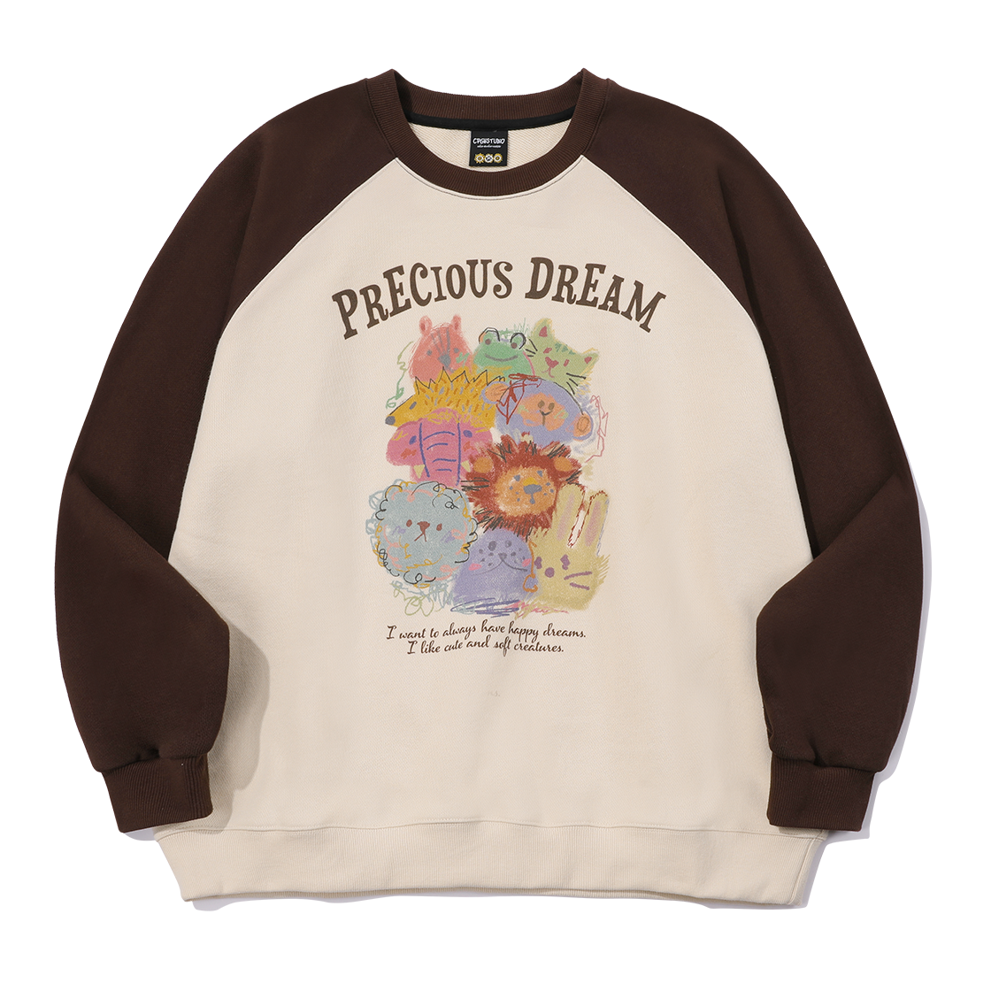 CP24B41 CPGN STUDIO Precious Raglan Sweatshirt Beige Brown