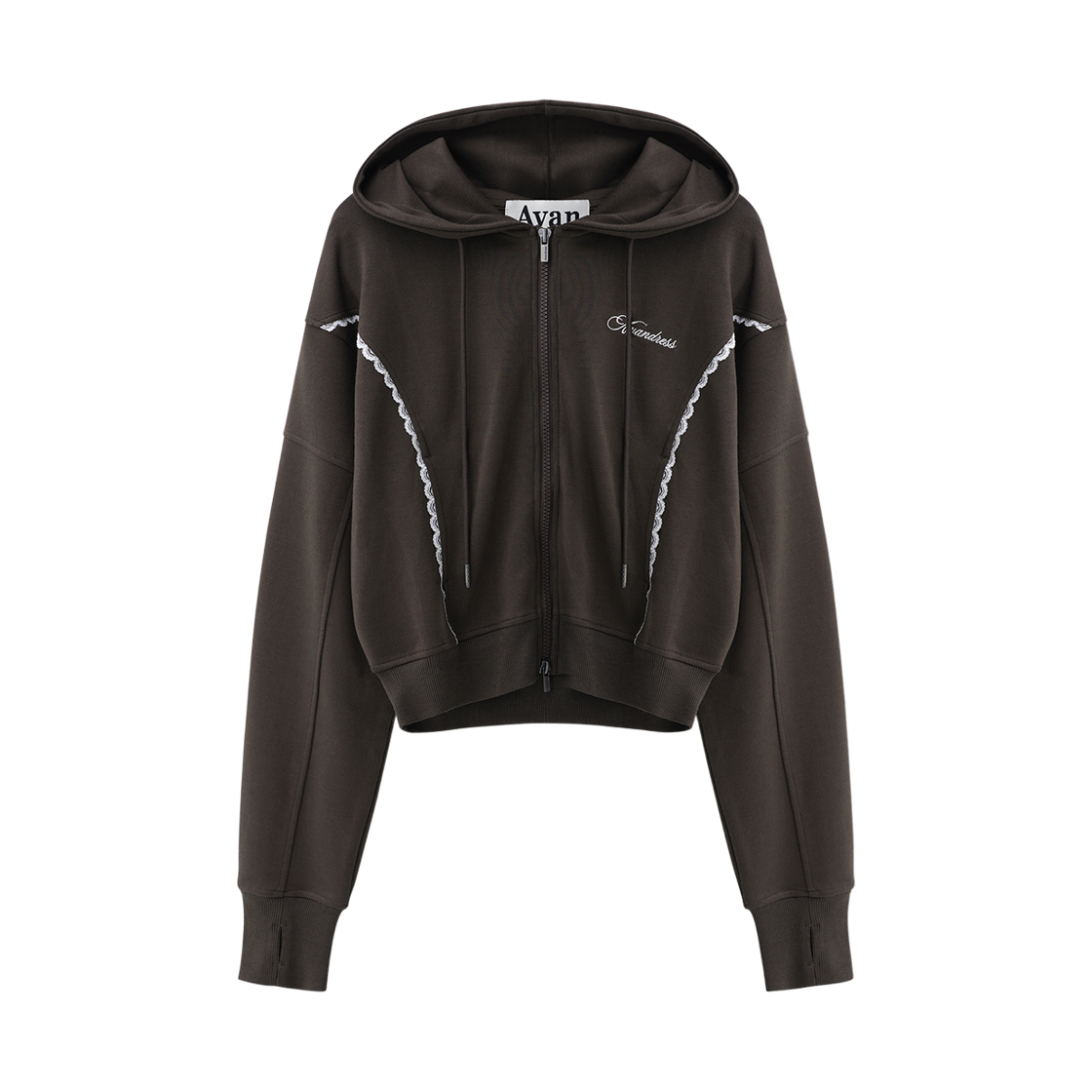 AD63JP01BR AVANDRESS Ange Lace Track Hoody Zip-up BROWN