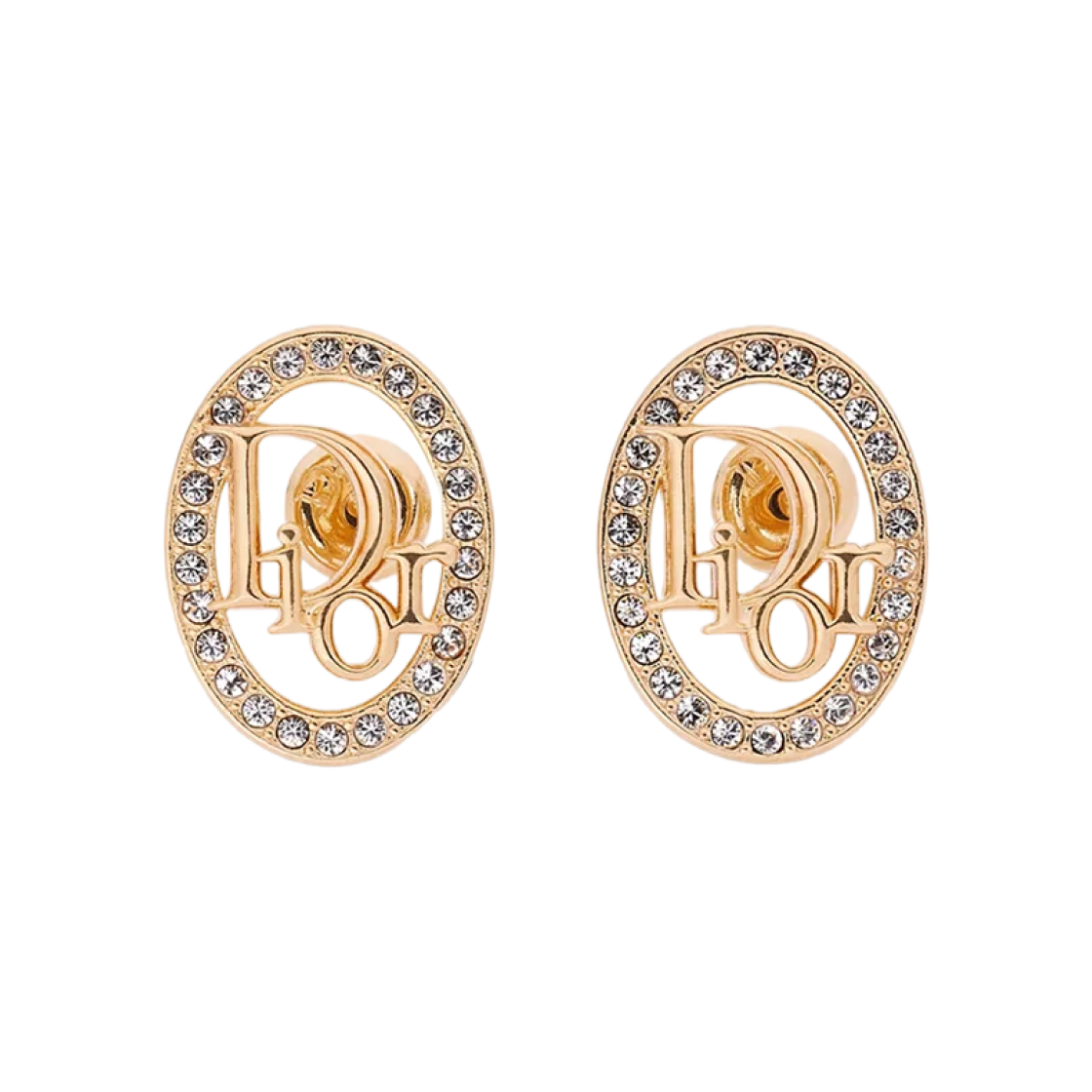 E5064WOMCY-D319 (W) Dior Oblique Earrings Gold Finish Metal & Crystals Gold