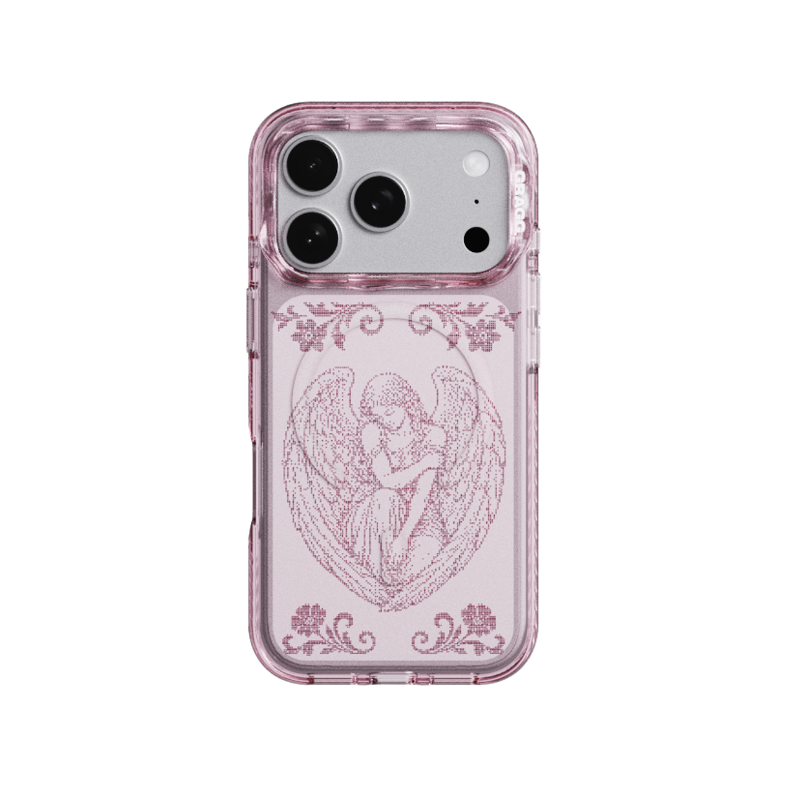 그래그 프레임 패턴 케이스 클리어 핑크 시크리드 엔젤(GRAGG MAGSAFE LAYERS FRAME CASE CLEAR PINK - SACRED ANGEL)