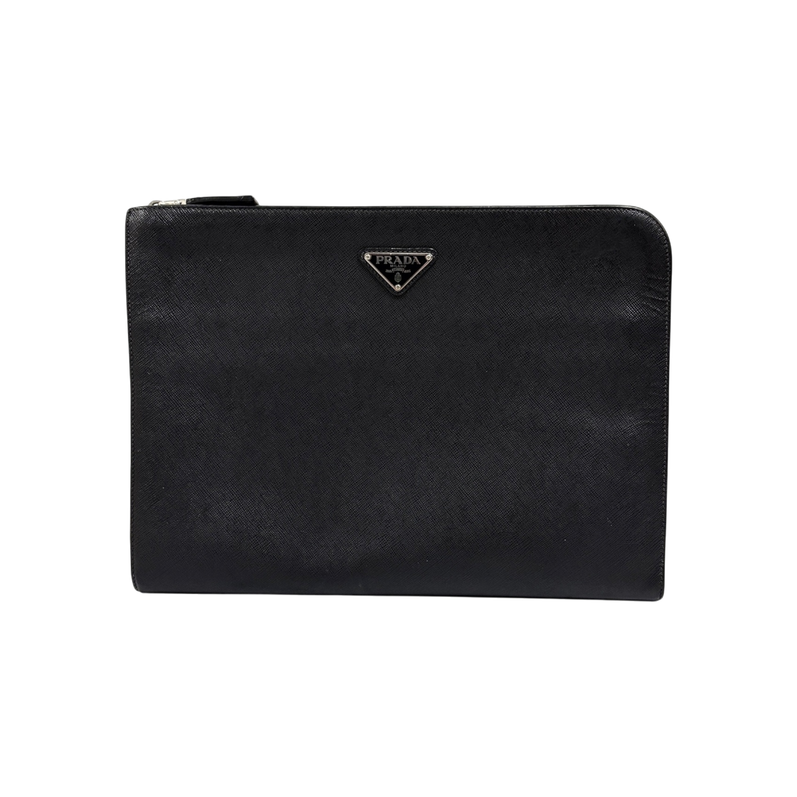 ITTEG7CEUQQC Prada Saffiano Document Clutch Bag Black
