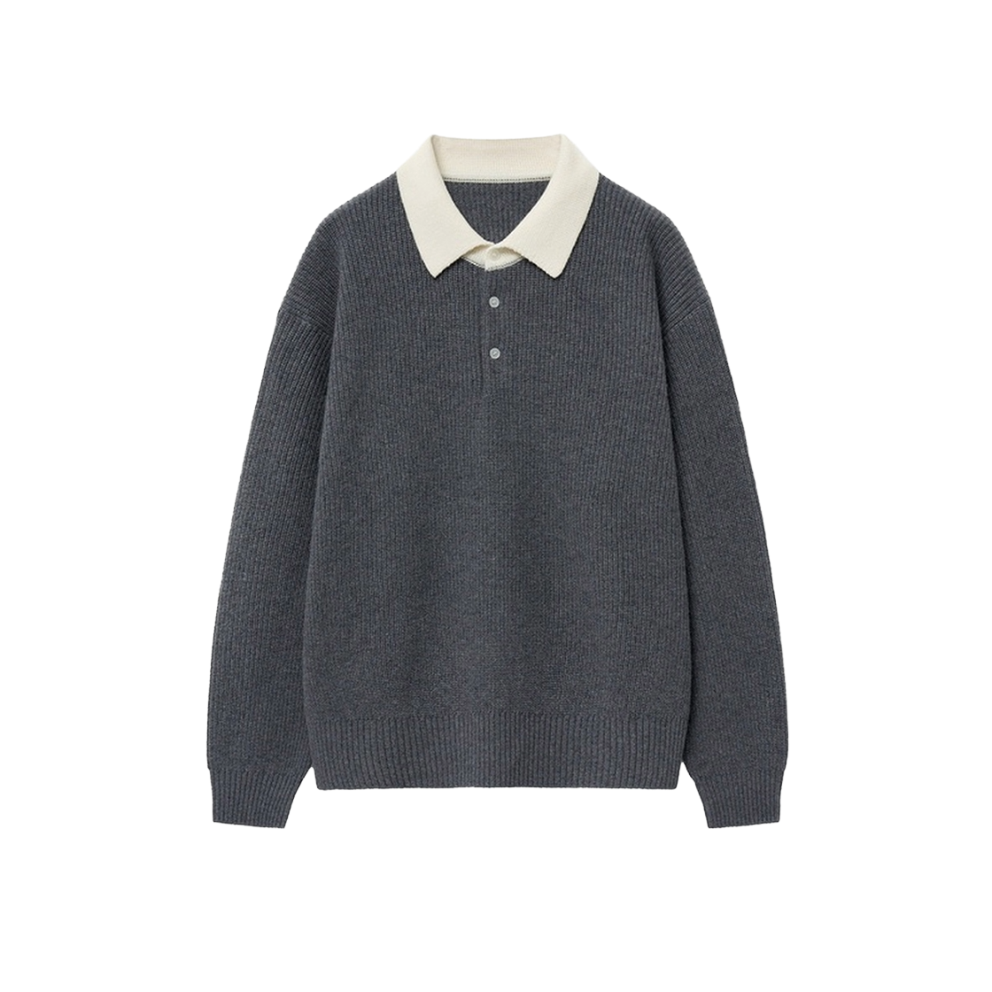 TNSW6F111G2 TNGT Cashmere Blended Oversize Rugby Polo Knit Top Grey