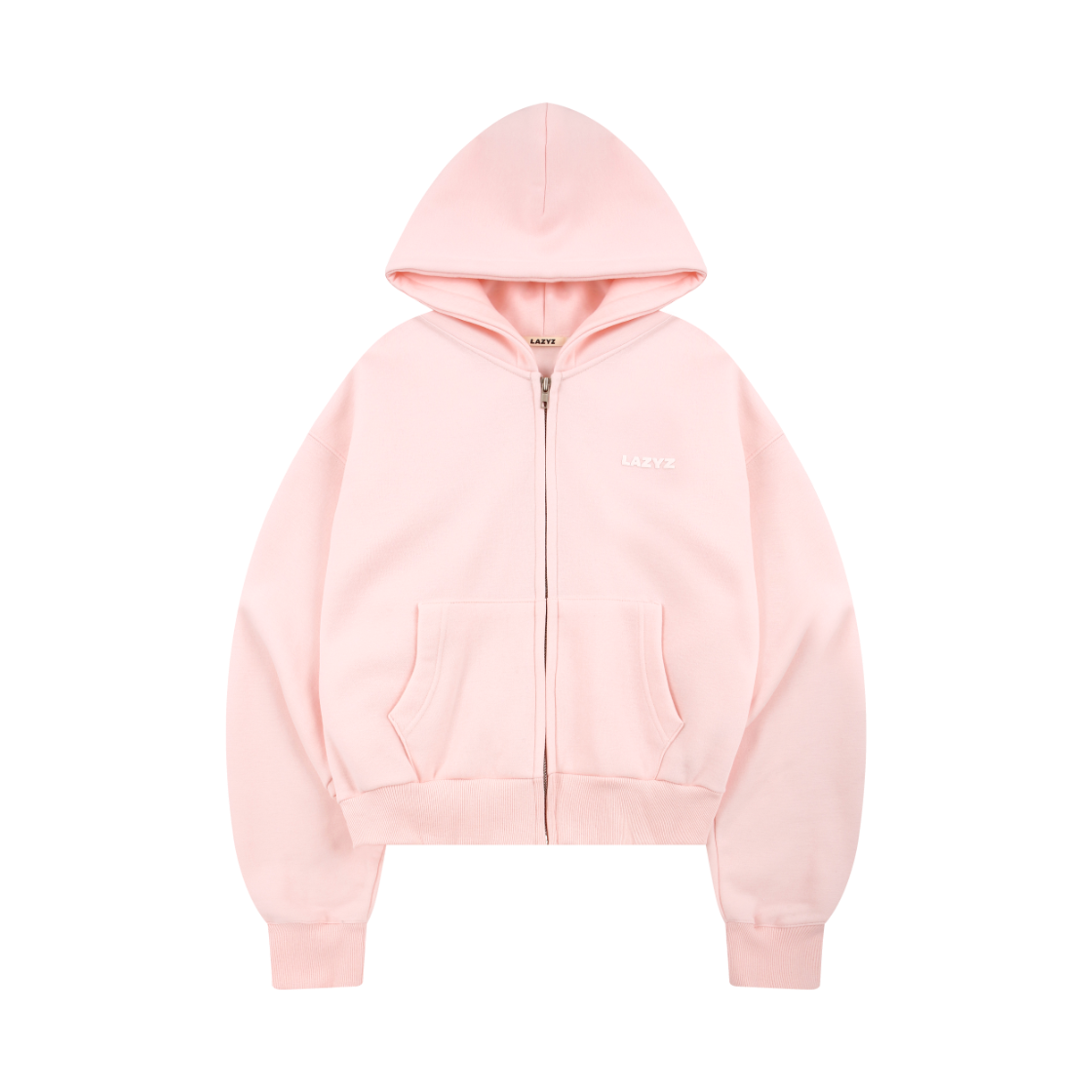 26FWT12-PK-F LAZYZ Soft Crop Zip Up Hoodie Pink